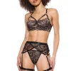 Ember Glow Bra, Garter Belt & Thong