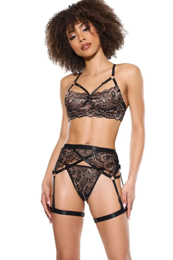 Ember Glow Bra, Garter Belt & Thong