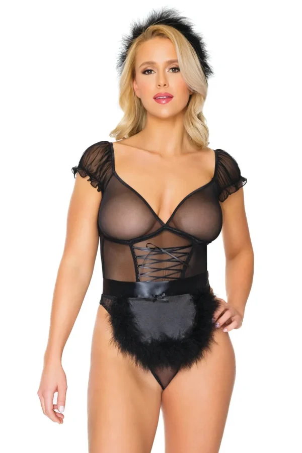 French Kiss Teddy, Apron & Headpiece