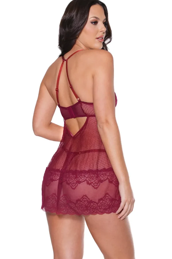 Pinot Noir Babydoll & Thong Set