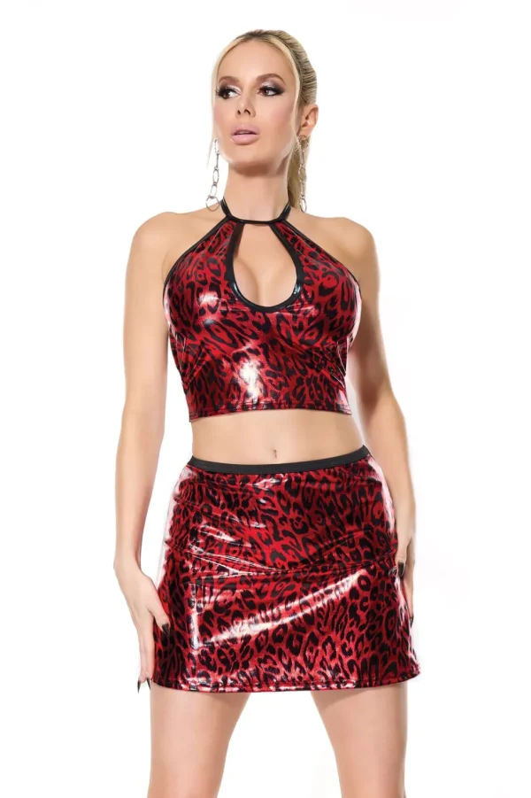 Red Leopard Halter Top