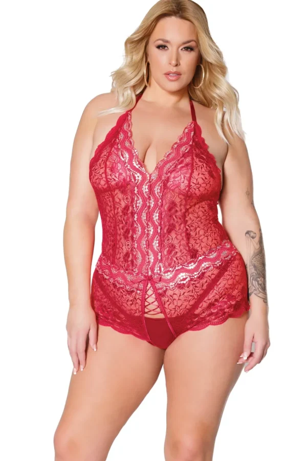 Seeing Red Crotchless Teddy